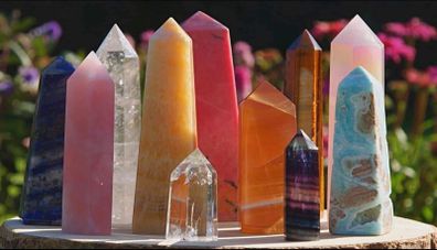 Variety of Crystal/Gemstone Towers, Rose Quartz, Clear Quartz, Howlite, Tigers Eye and more
