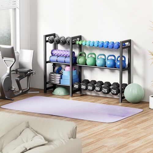 Dumbbell Rack 3-Tier 50 Inch Metal Weight Stand Holder Adjustable Spacing Dumbbell Storage For Home Gym Storage (Rack Only)