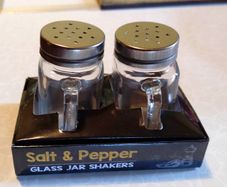 Salt & Pepper, Small, Cute, Glass Jars (new).