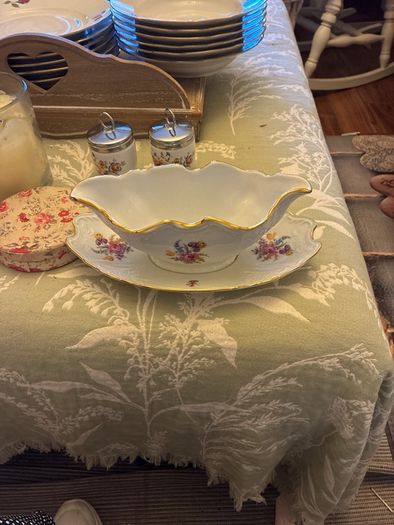 Vintage porcelain "Bernadotte gravy boat with attached under plate