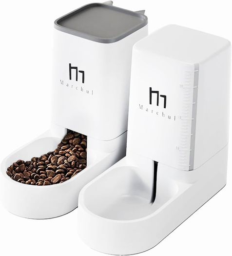 NEW SALE | Automatic Feeder and Waterer Set, Dogs Cats Food Feeder and Water Dispenser 3.8L, 2 in 1 Cat Food Water Dispensers for Small Medium Big Pets