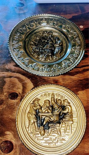 Set of 4 1960s brass wall plates