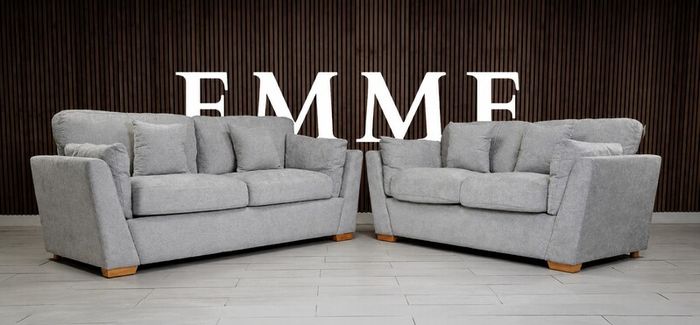 Emme 3+2 or 3+1+1 Grey Fabric Sofa Set