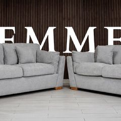 Emme 3+2 or 3+1+1 Grey Fabric Sofa Set
