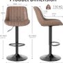 Bar Stools Set of 4, Swivel Counter Height Barstools with Back, Adjustable PU Leather Bar Chairs, Modern Armless Kitchen Island Stool, Brown Image 3
