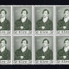 1952 Ireland Centenary of the Death of Thomas Moore (Poet & Musician) 3 1/2d block of 14 Commemorative Stamps Mint Never Hinged (MNH)