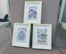 Set of 3 Vintage French Botanical / Botanical Beverage Framed Prints (Pineapple, Apricot, Anisette)