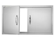 BBQ Access Door, 863x482 mm Double Outdoor Kitchen Door, Stainless Steel Flush Mount Door, Wall Vertical Door with Handles