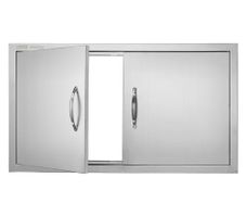 BBQ Access Door, 863x482 mm Double Outdoor Kitchen Door, Stainless Steel Flush Mount Door, Wall Vertical Door with Handles