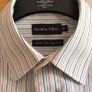 Mens Double Two Long Sleeve White Multi Stripe Cotton Rich Shirt 16" Collar including postage Image 7