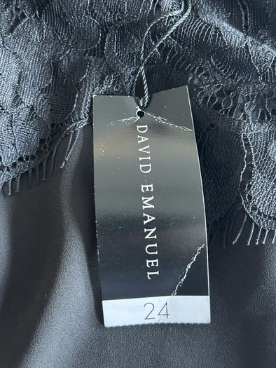 Brand-new Ladies Black Chiffon Lace Short Sleeved Top from David Emanuel