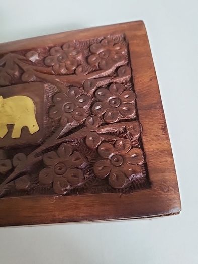 Carved wooden trinket box