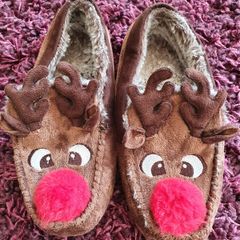 Boys Next furlined reindeer slippers