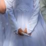 Communion dress size 128 + silk crop jacket + fleece crop jacket + gloves + handbag Image 2