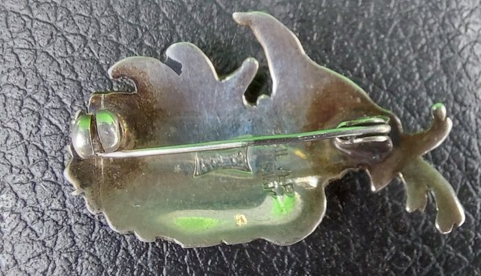 Antique Asian Brooch Sterling Silver and Enamel