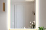 600x800 mm Gold-Bathroom-Mirror-with-LED-Lights, LED-Bathroom-Mirror-Wall-Mounted with Bluetooth, Anti-fog, 3 Colours Dimmable, Memory Function, IP44, Tempered Glass, Horizontal/Vertical