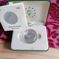 1990 Ireland Silver Proof 5 ECU Coin