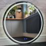 LED Bathroom Mirror Round Black Frame Demister Antifog 80cm Image 2