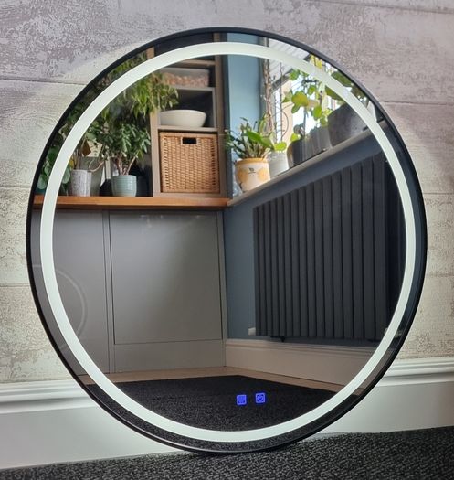 LED Bathroom Mirror 80cm Black Frame