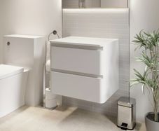 White Gloss Wall Hung vanity counter without Basin 600mm Width