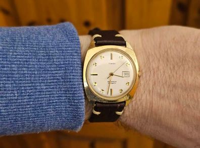 Vintage Automatic Timex Watch Gold Plated 1970s