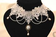 Stunning Lace Necklace with Pearl Charm