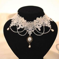Stunning Lace Necklace with Pearl Charm