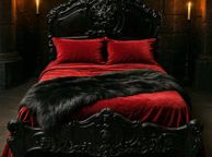 main image for ad Stately Mahogany Black  Bed Dracula Double Bed Bat Double Bed 160x200cm