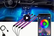 4pcs RGB LED Car Lights, LED Interior Car Lights, Multicolours Music Car Light Strip