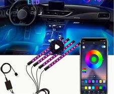 4pcs RGB LED Car Lights, LED Interior Car Lights, Multicolours Music Car Light Strip
