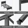 Single Bed Frame with Upholstered Headboard, 3ft Metal Beds with Sturdy Steel Slats Support Platform, Black Single Bed with Storage, Noise Free, Easy Assembly, No Box Spring Needed Image 5