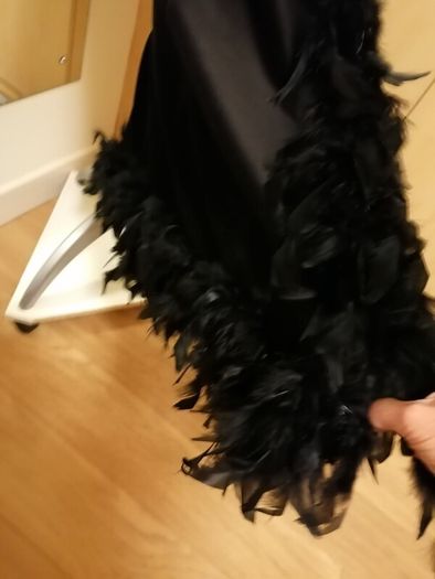 Women's Dress Black Velvet and Ostrich Feathers Size 14