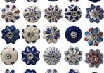 Ceramic Knobs Colorful Blue for Kitchen Cabinets Bathroom Cupboards Dresser Drawers Chest Handmade Pottery Set of 25