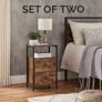 Set of 2 Industrial Bedside Tables with Drawers and Open Storage Image 2