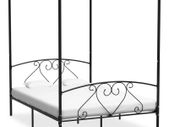 Canopy Bed Frame Black Metal 160x200 cm