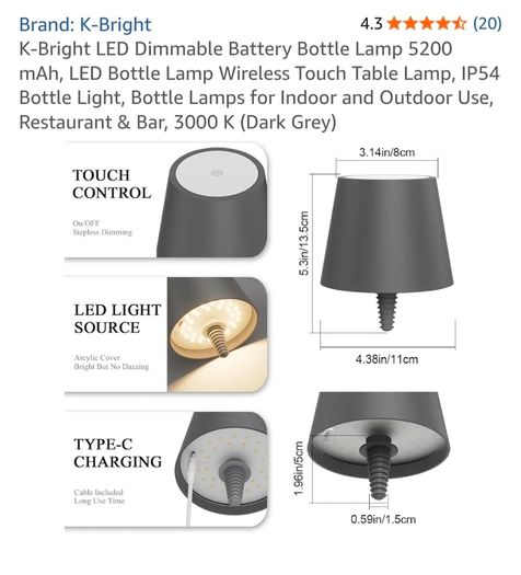 K-Bright Touch Operated Bottle Lamp