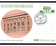 1989 Ireland Donegal Philatelic Society 15th July 1989 show cancel on An Post Exhibition Card (Rathmines District Office (built 1934))