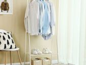 Metal Coat Rack White Metal Clothes rack Clothes rail Coat rack with shoe rack 87.5 x 155 x 41 cm (W x H x D)