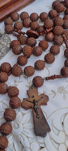 VICTORIAN HUGE Rosewood Rosary Beads