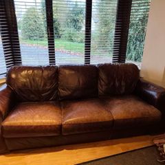 Brown leather sofa