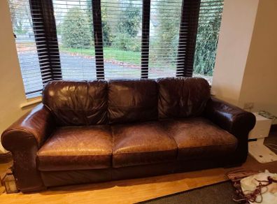 Brown leather sofa