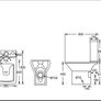 Rimless Close Coupled Open Back Toilet with Soft Close Toilet Seat Image 3