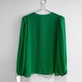 New Vanessa Scott Emerald Green V-Neck Blouse Image 6