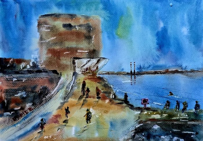 seapoint Dublin watercolour
