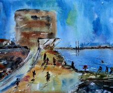 seapoint Dublin watercolour