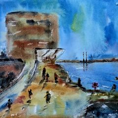 seapoint Dublin watercolour