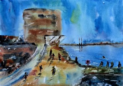 seapoint Dublin watercolour