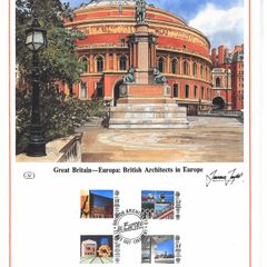 1987 Great Britain Limited Edition Lithographed Print measuring 333mm X 257mm showing EUROPA Stamps - Modern Architecture Commemorative stamps with First Day of Issue Cancel