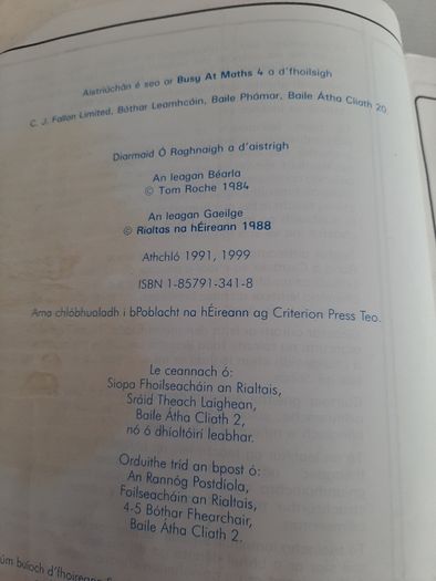 Gaeilge Gafa le Mata school book