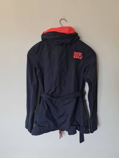 Superdry the windmac jacket Size medium ptp 18" black with belt in excellent condition